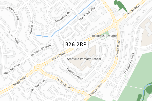 B26 2RP map - large scale - OS Open Zoomstack (Ordnance Survey)