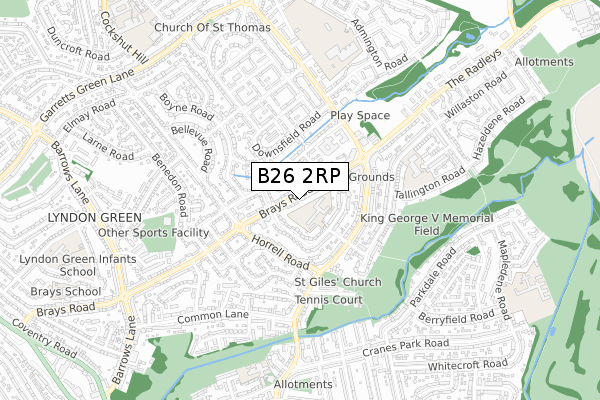 B26 2RP map - small scale - OS Open Zoomstack (Ordnance Survey)