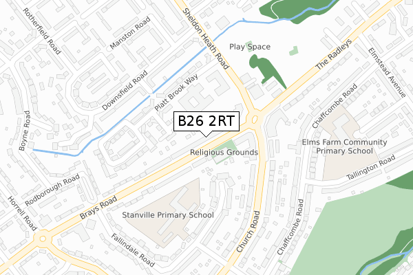 B26 2RT map - large scale - OS Open Zoomstack (Ordnance Survey)