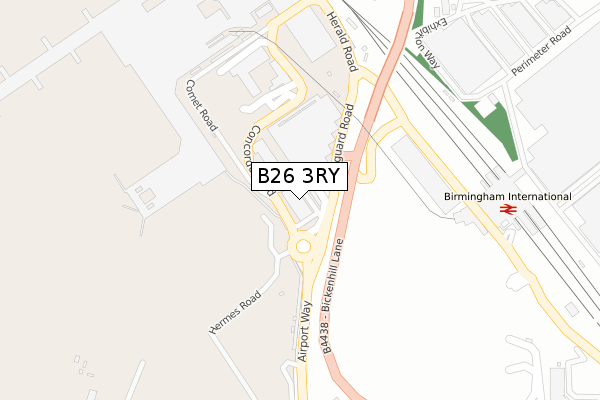 B26 3RY map - large scale - OS Open Zoomstack (Ordnance Survey)