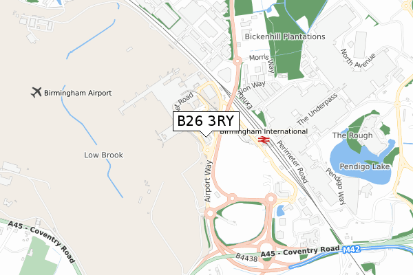 B26 3RY map - small scale - OS Open Zoomstack (Ordnance Survey)