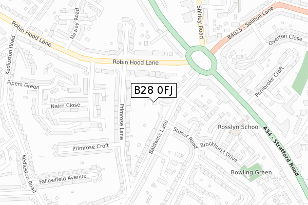B28 0FJ map - large scale - OS Open Zoomstack (Ordnance Survey) B28 0FJ map - large scale - OS Open Zoomstack (Ordnance Survey)