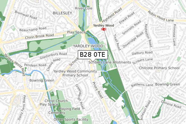 B28 0TE map - small scale - OS Open Zoomstack (Ordnance Survey)