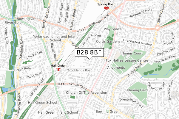 B28 8BF map - small scale - OS Open Zoomstack (Ordnance Survey)