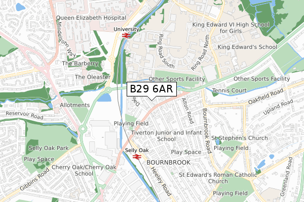 B29 6AR map - small scale - OS Open Zoomstack (Ordnance Survey) B29 6AR map - small scale - OS Open Zoomstack (Ordnance Survey)