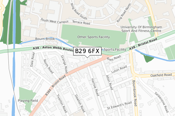B29 6FX map - large scale - OS Open Zoomstack (Ordnance Survey) B29 6FX map - large scale - OS Open Zoomstack (Ordnance Survey)
