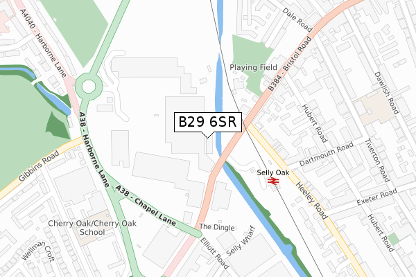 B29 6SR map - large scale - OS Open Zoomstack (Ordnance Survey)