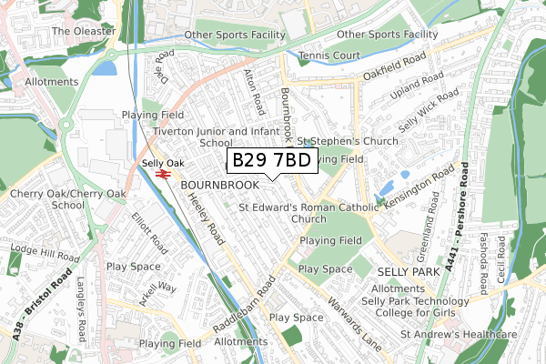 B29 7BD map - small scale - OS Open Zoomstack (Ordnance Survey) B29 7BD map - small scale - OS Open Zoomstack (Ordnance Survey)