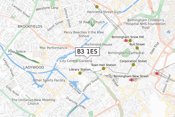 B3 1ES map - small scale - OS Open Zoomstack (Ordnance Survey) B3 1ES map - small scale - OS Open Zoomstack (Ordnance Survey)