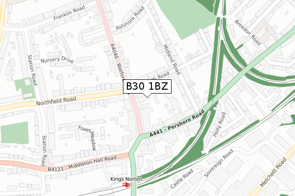 B30 1BZ map - large scale - OS Open Zoomstack (Ordnance Survey) B30 1BZ map - large scale - OS Open Zoomstack (Ordnance Survey)