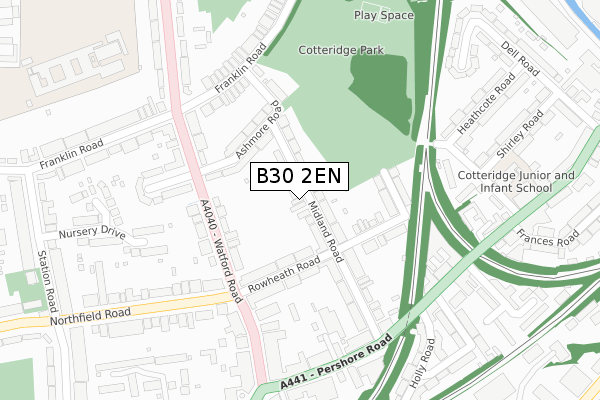 B30 2EN map - large scale - OS Open Zoomstack (Ordnance Survey)