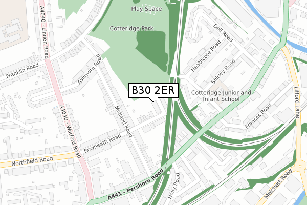 B30 2ER map - large scale - OS Open Zoomstack (Ordnance Survey)