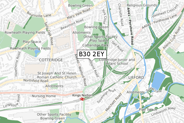 B30 2EY map - small scale - OS Open Zoomstack (Ordnance Survey)