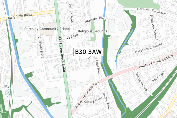 B30 3AW map - large scale - OS Open Zoomstack (Ordnance Survey) B30 3AW map - large scale - OS Open Zoomstack (Ordnance Survey)