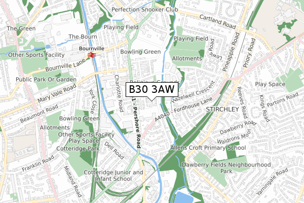 B30 3AW map - small scale - OS Open Zoomstack (Ordnance Survey) B30 3AW map - small scale - OS Open Zoomstack (Ordnance Survey)