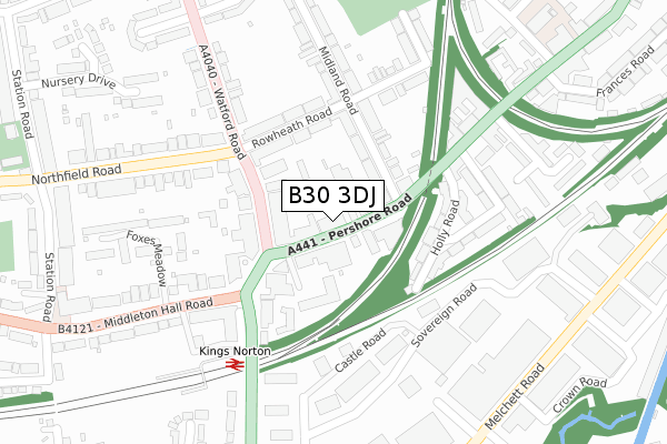 B30 3DJ map - large scale - OS Open Zoomstack (Ordnance Survey)