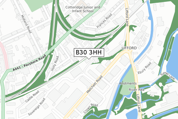 B30 3HH map - large scale - OS Open Zoomstack (Ordnance Survey)