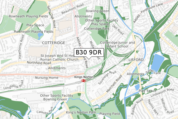 B30 9DR map - small scale - OS Open Zoomstack (Ordnance Survey)