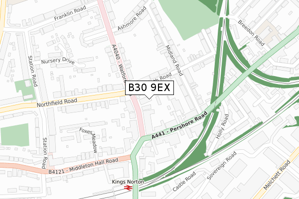 B30 9EX map - large scale - OS Open Zoomstack (Ordnance Survey)