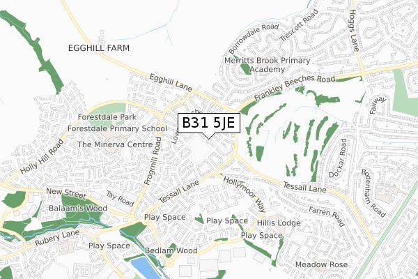 B31 5JE map - small scale - OS Open Zoomstack (Ordnance Survey)