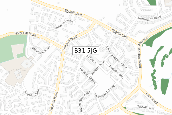 B31 5JG map - large scale - OS Open Zoomstack (Ordnance Survey)