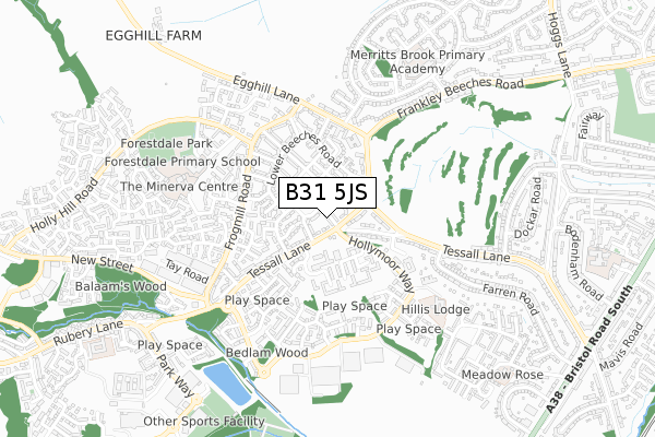 B31 5JS map - small scale - OS Open Zoomstack (Ordnance Survey)