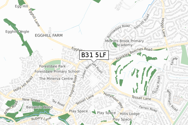 B31 5LF map - small scale - OS Open Zoomstack (Ordnance Survey)