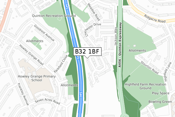 B32 1BF map - large scale - OS Open Zoomstack (Ordnance Survey)