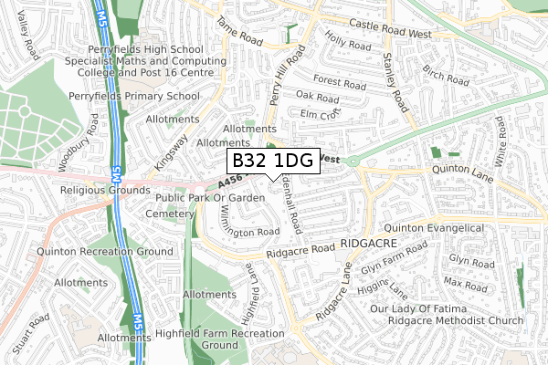 B32 1DG map - small scale - OS Open Zoomstack (Ordnance Survey)