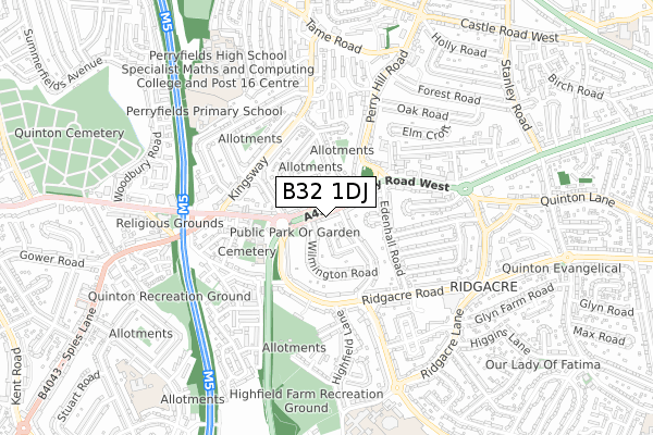 B32 1DJ map - small scale - OS Open Zoomstack (Ordnance Survey)