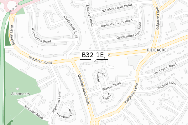 B32 1EJ map - large scale - OS Open Zoomstack (Ordnance Survey)