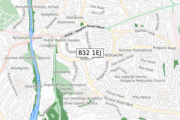 B32 1EJ map - small scale - OS Open Zoomstack (Ordnance Survey)