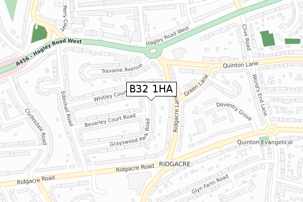 B32 1HA map - large scale - OS Open Zoomstack (Ordnance Survey) B32 1HA map - large scale - OS Open Zoomstack (Ordnance Survey)