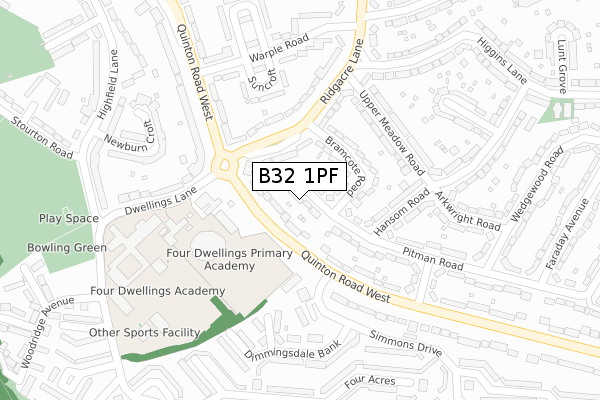 B32 1PF map - large scale - OS Open Zoomstack (Ordnance Survey)