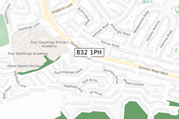 B32 1PH map - large scale - OS Open Zoomstack (Ordnance Survey)