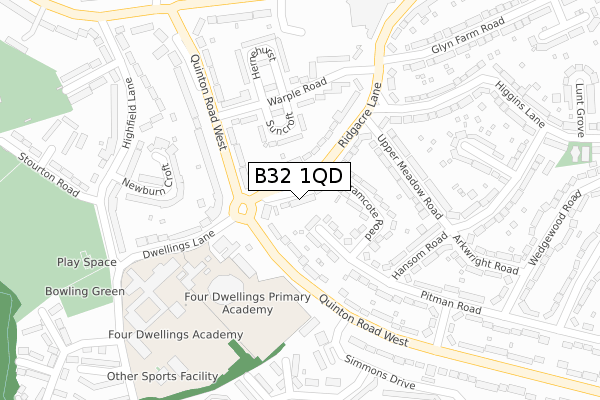 B32 1QD map - large scale - OS Open Zoomstack (Ordnance Survey)