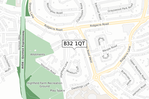 B32 1QT map - large scale - OS Open Zoomstack (Ordnance Survey)