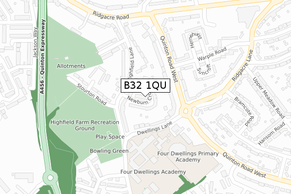 B32 1QU map - large scale - OS Open Zoomstack (Ordnance Survey)