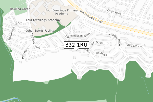 B32 1RU map - large scale - OS Open Zoomstack (Ordnance Survey)