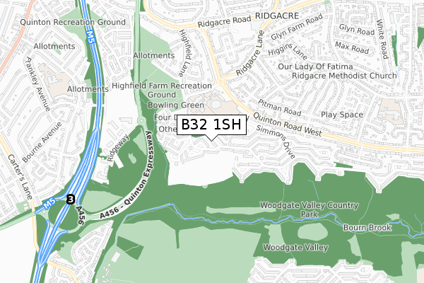 B32 1SH map - small scale - OS Open Zoomstack (Ordnance Survey)