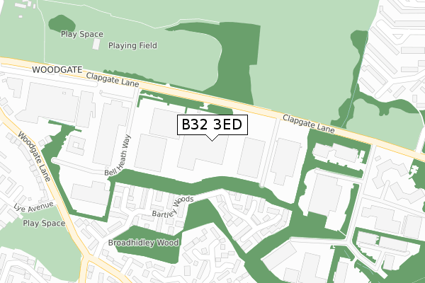 B32 3ED map - large scale - OS Open Zoomstack (Ordnance Survey)