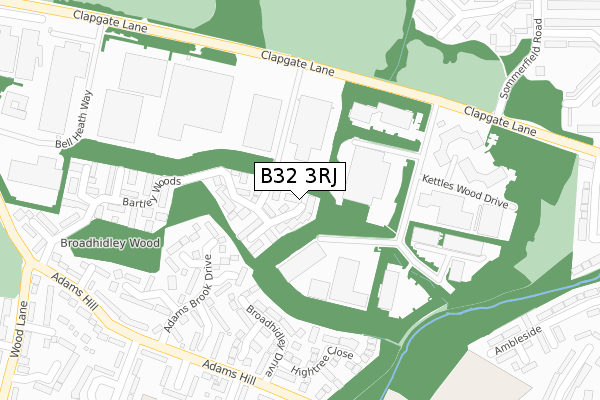 B32 3RJ map - large scale - OS Open Zoomstack (Ordnance Survey)