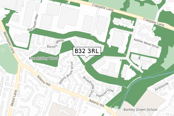 B32 3RL map - large scale - OS Open Zoomstack (Ordnance Survey)