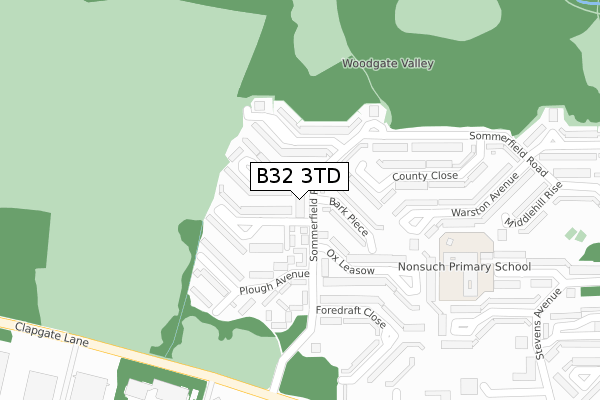 B32 3TD map - large scale - OS Open Zoomstack (Ordnance Survey)