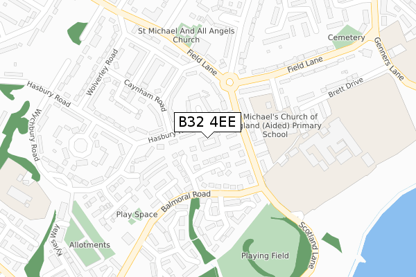 B32 4EE map - large scale - OS Open Zoomstack (Ordnance Survey)