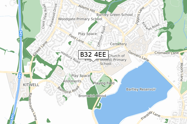 B32 4EE map - small scale - OS Open Zoomstack (Ordnance Survey)