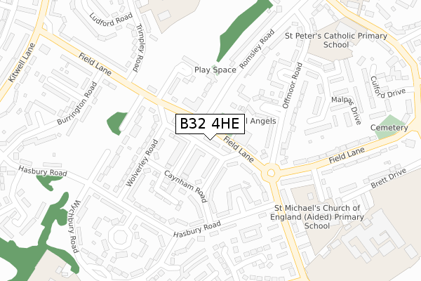 B32 4HE map - large scale - OS Open Zoomstack (Ordnance Survey)