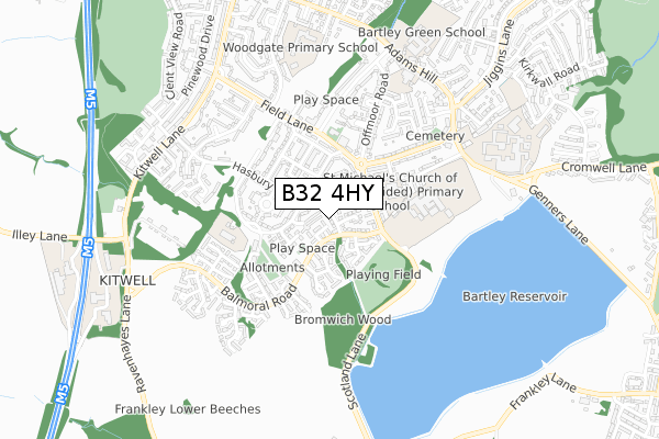 B32 4HY map - small scale - OS Open Zoomstack (Ordnance Survey) B32 4HY map - small scale - OS Open Zoomstack (Ordnance Survey)