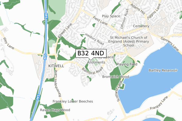 B32 4ND map - small scale - OS Open Zoomstack (Ordnance Survey)