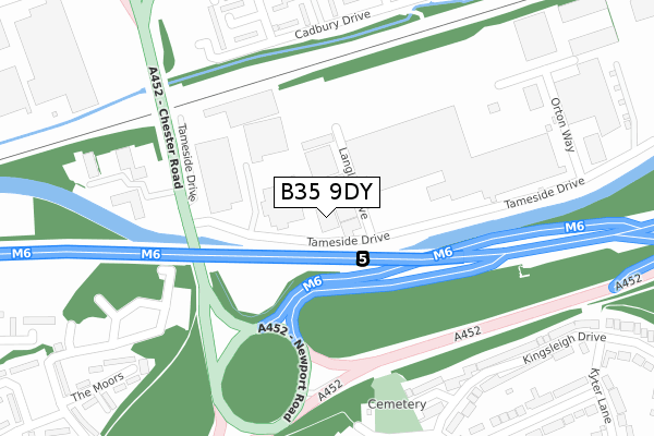 B35 9DY map - large scale - OS Open Zoomstack (Ordnance Survey)